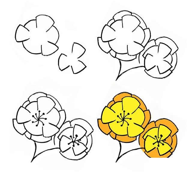 漂亮的花朵简笔画素材