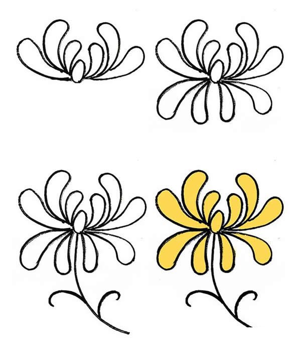 漂亮的花朵简笔画画法步骤图