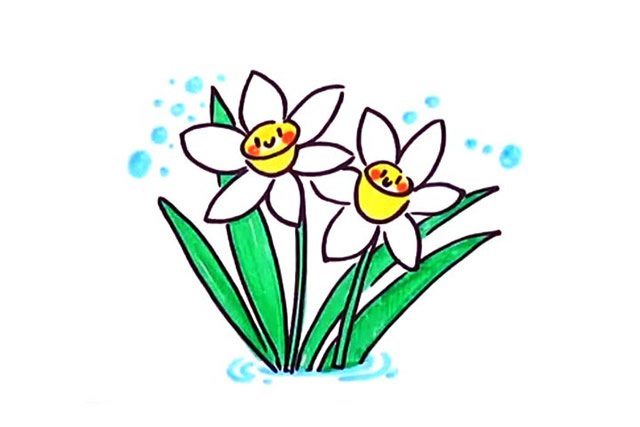 水仙花简笔画教程步骤图