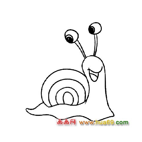 动物简笔画：开心的蜗牛
