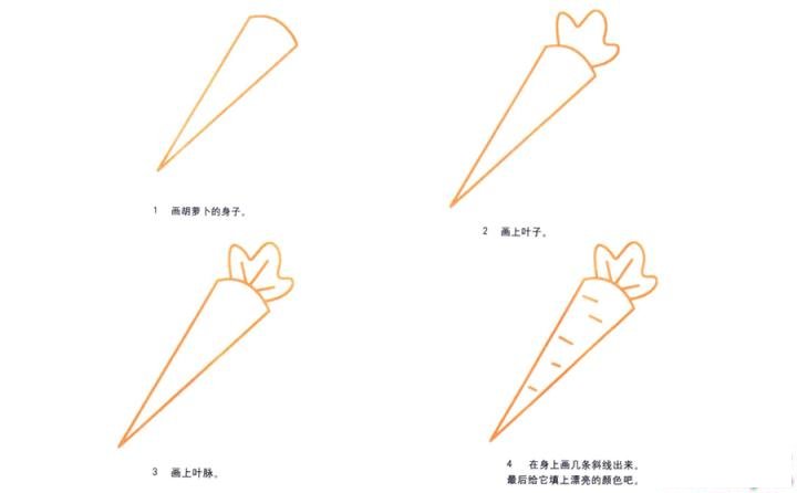 彩色简笔画胡萝卜的图片教程