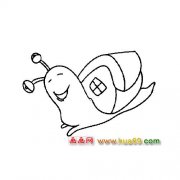 嬉戏的蜗牛简笔画