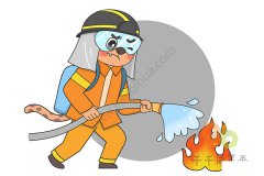 消防员花豹子简笔画 森林的守护者