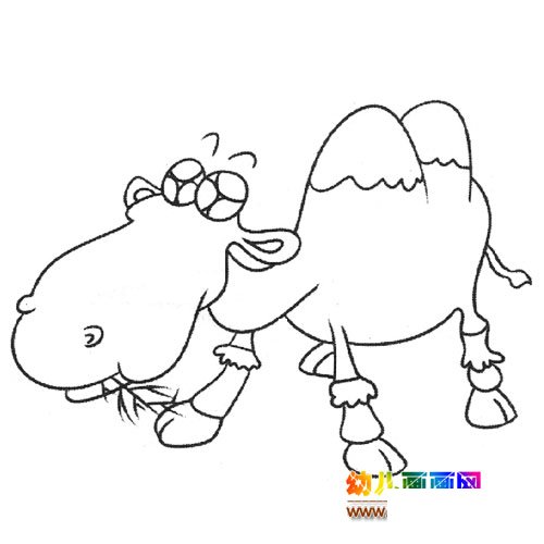 动物简笔画：吃草的骆驼