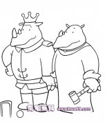 两个大象警察的简笔画