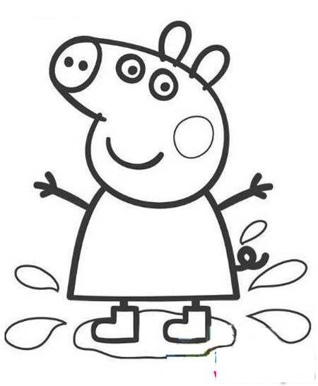 幼儿关于小猪佩奇踩泥坑简笔画图片