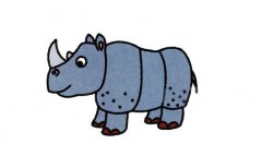 彩色可爱犀牛简笔画步骤图片