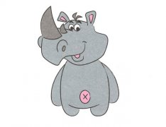 卡通犀牛简笔画步骤图解教程
