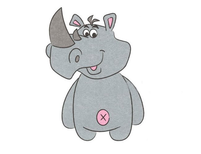 卡通犀牛简笔画步骤图