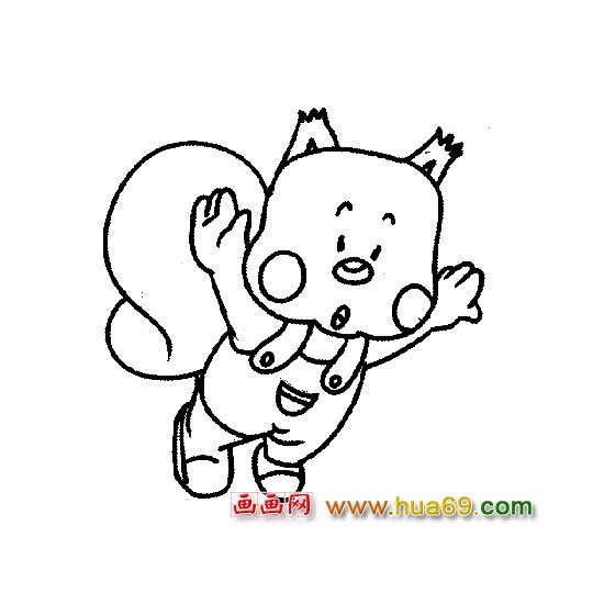 兴奋的松鼠【简笔画】5