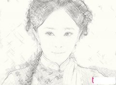 杨幂晴川简笔画素描图片
