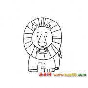 动物简笔画：张嘴的狮子