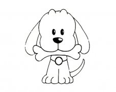 吃骨头的小狗简笔画图片