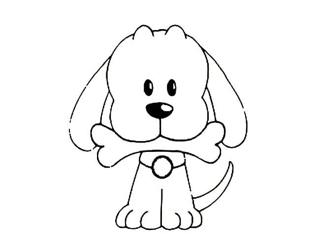 吃骨头的小狗简笔画图片