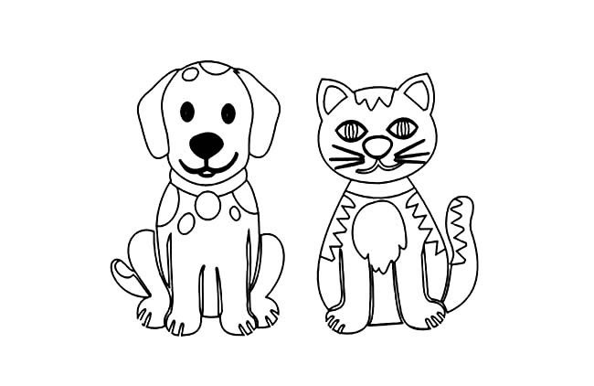 小狗和小猫简笔画图片