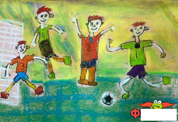小朋友踢足球儿童画图片,关于踢足球的图画大全