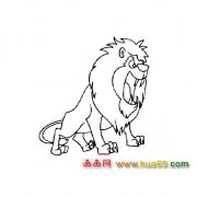 动物简笔画：张大嘴的狮子