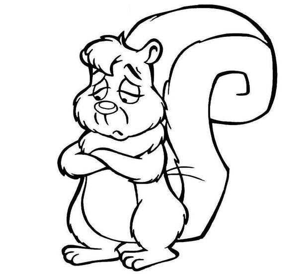 幼儿简笔画：一只发愁的小松鼠简笔画