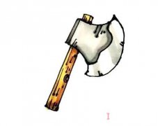 怎么绘画斧头的画法简单易学 涂色斧头简笔画图