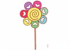 儿童棒棒糖的画法涂颜色 七彩棒棒糖简笔画图片