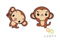 两只小猴子简笔画
