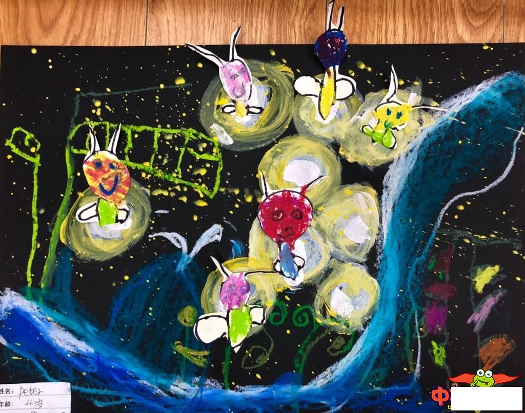 萤火虫创意儿童画图片,萤火虫之夏