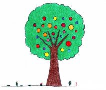 秋天果树怎么画简笔画简单漂亮涂颜色