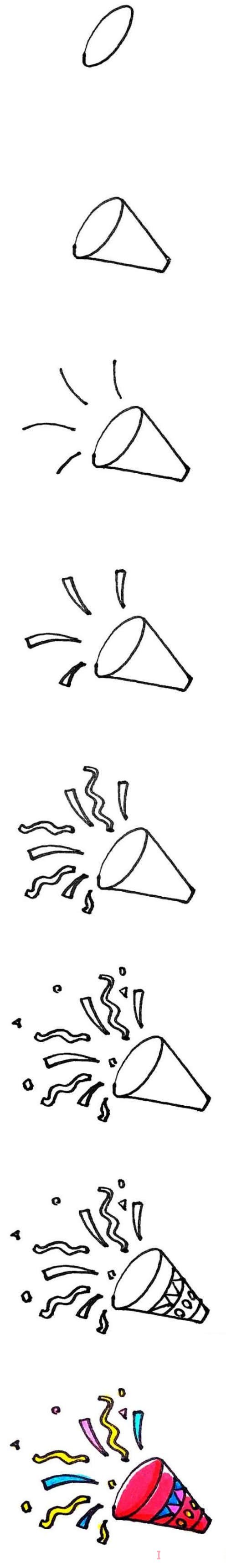 怎么绘画婚庆礼炮简笔画涂色简单漂亮