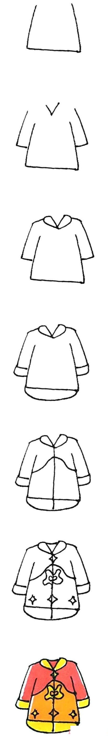 怎么画冬天棉袄简笔画教程涂颜色简单漂亮