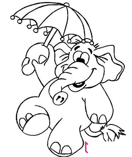 大象简笔画，撑伞的大象