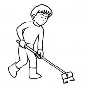 打扫除的男孩人物简笔画步骤图片大全