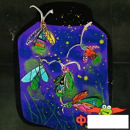 会飞的萤火虫儿童画图片,瓶子里的萤火虫