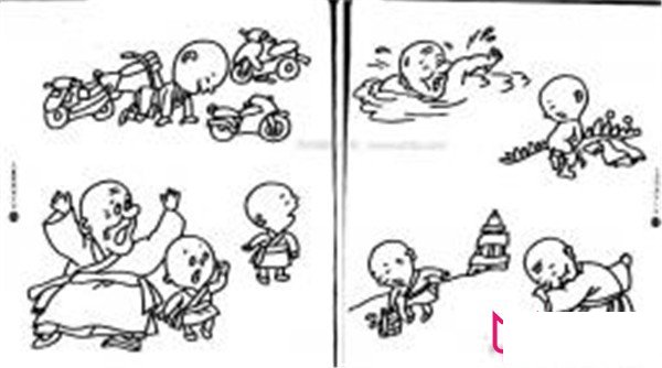 人物加笔画老和尚和小和尚组图