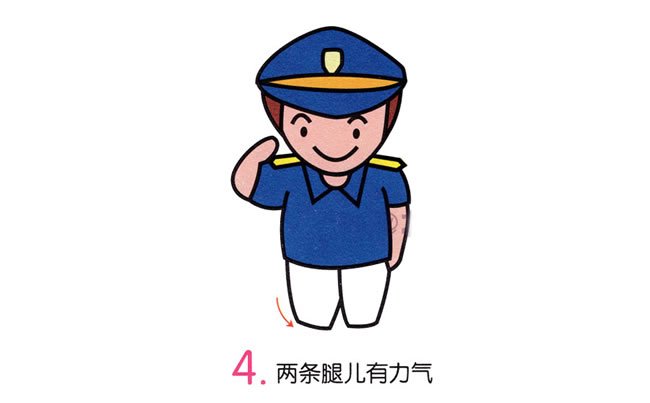 敬礼的警察简笔画步骤图片