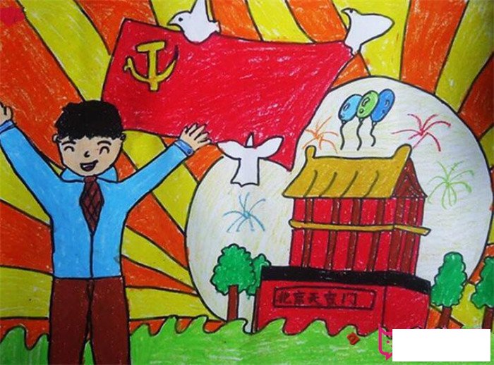 喜迎十九大儿童画图片,祖国您好(5张)