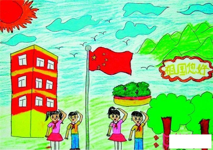 喜迎十九大儿童画图片,祖国您好(5张)
