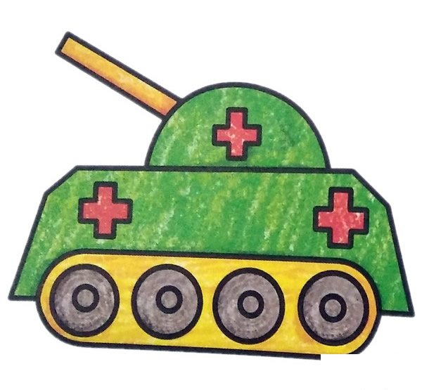 简单的坦克简笔画彩色图片