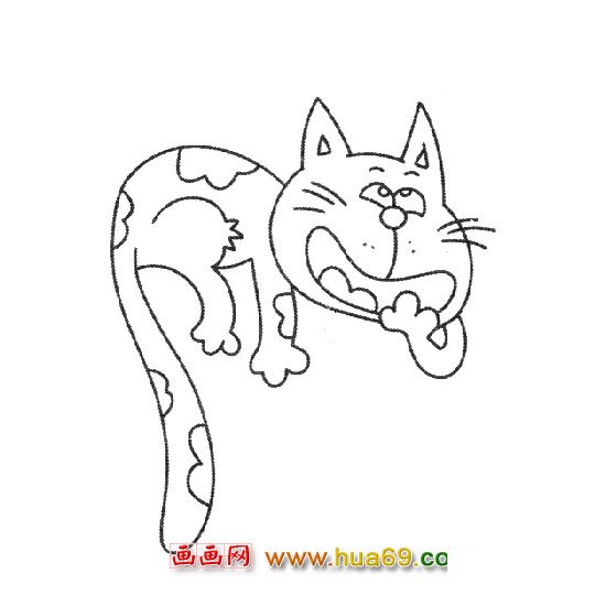 偷笑的小猫简笔画2