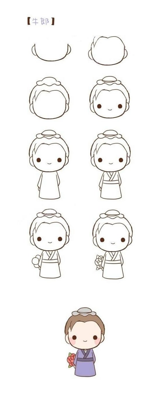 牛郎织女的简笔画图片及步骤
