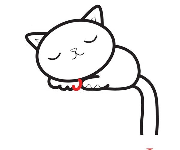 熟睡的小猫咪简笔画步骤图片