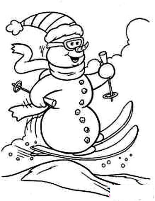 卡通人物雪人简笔画