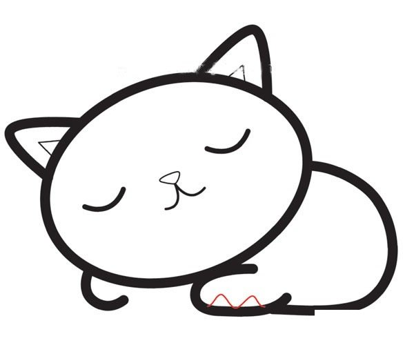 熟睡的小猫咪简笔画步骤图片