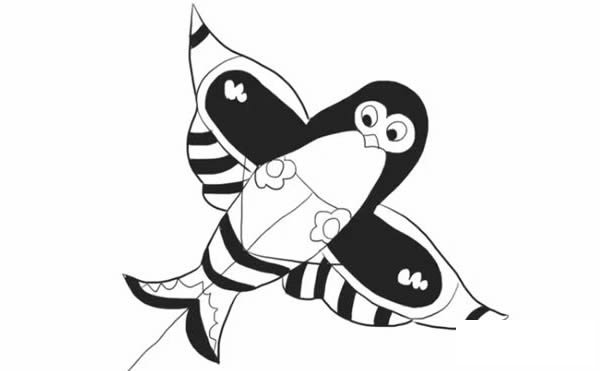 燕子风筝简笔画的画法步骤图片