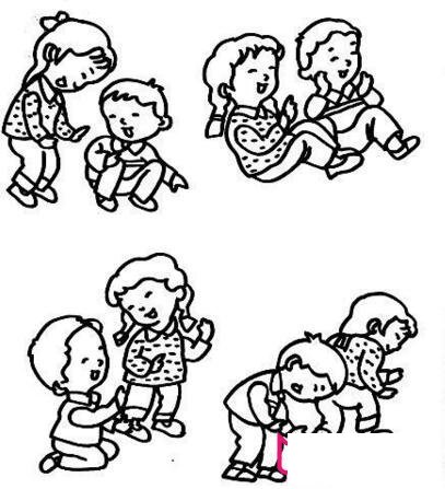 孩子嬉闹简笔画大全，人物简笔画