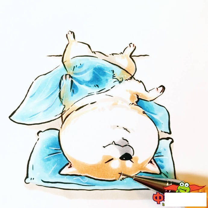 小狗简笔画图片大全,可爱q版柴犬简笔画图片