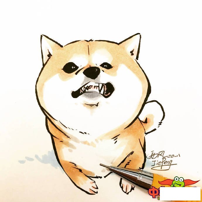 小狗简笔画图片大全,可爱q版柴犬简笔画图片