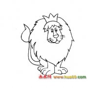 动物简笔画：戴皇冠的狮子