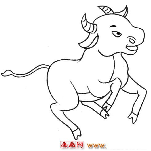 奔跑的小牛（简笔画）