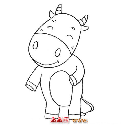 动物简笔画：可爱的小牛