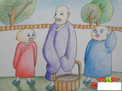 可爱的儿童画图片，三个和尚没水喝儿童画